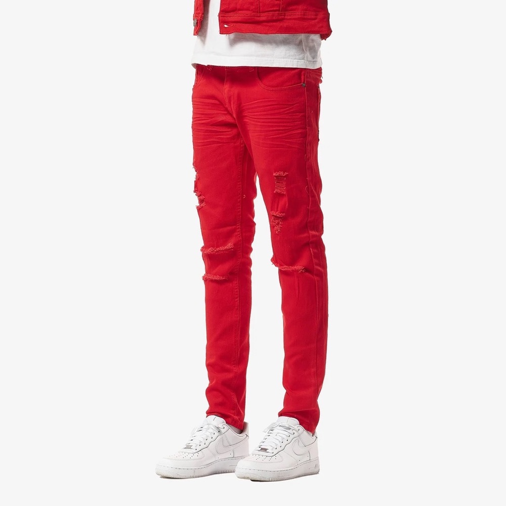 Copper Rivet Red Denim Pant